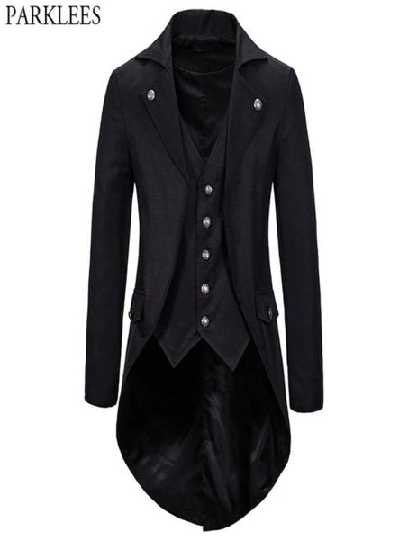 

gothic victorian tailcoat jacket men steampunk medieval cosplay costume male pirate viking renaissance formal tuxedo coats 2xl y209554816, White;black
