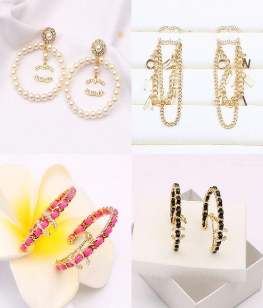 

earrings jewelry stud earring pendant ear stud round white crystal party women designer double letters earrings wedding statement8170424, Golden;silver