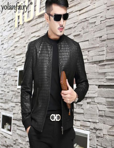

men genuine leather jacket short real sheepskin coat casual mens leather jackets spring new chaqueta cuero hombre w17816 pph41112237577, Black