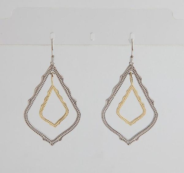 

mixed metal dangles double drop earring with cartons in gold19673229143623, Silver