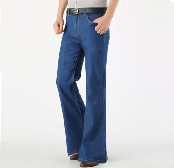 

bell bottom jeans men new arrival autumn casual slim fit zipper fly retro bootcut straight long men039s flared stretch jeans8306550, Blue