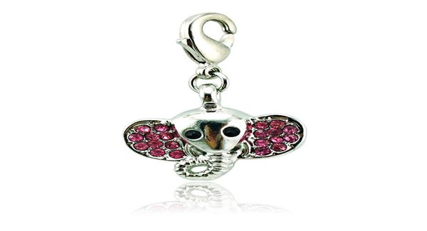 

whole fashion floating lobster clasp charms rhinestone elephant head bulk diy charms for jewelry making accessories6789774, Bronze;silver