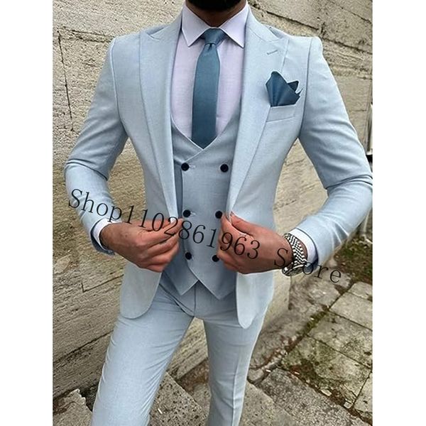 

men's suits blazers fashion men slim fit 3 pieces male bridegroom groomsmen wedding tuxedos blazervestpants trajes de hombre 230809, White;black