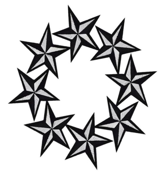 

diy stars patches for clothing iron embroidered patch applique iron on patches sewing accessories badge stickers on clothes bag dz6465690, Black
