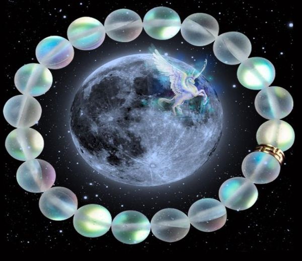 

mermaid glass crystal moonstone strand multicolor labradorite stone beaded charm bracelet handmade wristband gifts jewelry7984638, Black