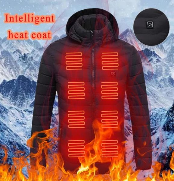

cysincos men winter warm usb heating jackets coats smart thermostat solid hooded heated parkas waterproof outdoor warm jackets lj23297897, Black;brown