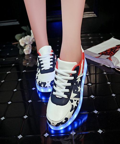 

size 3046 glowing sneakers for kids and adults usb charging light up shoes for boys girls men women led causal shoes7361330, Black