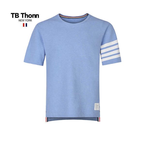 

trendy tb thonn dopamine solid round neck t-shirt for men and women's summer casual all cotton short sleeve, Black;brown