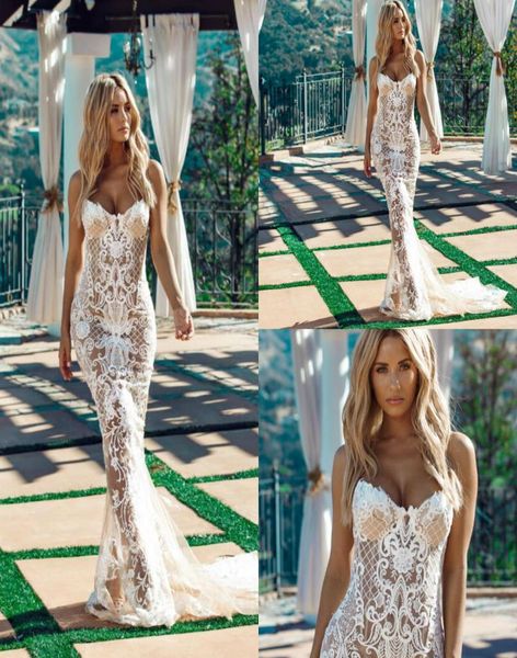 

2019 illusion mermaid wedding dresses sweetheart appliqued sweep train champagne wedding dress custom made plus size bohemian brid2035030, White