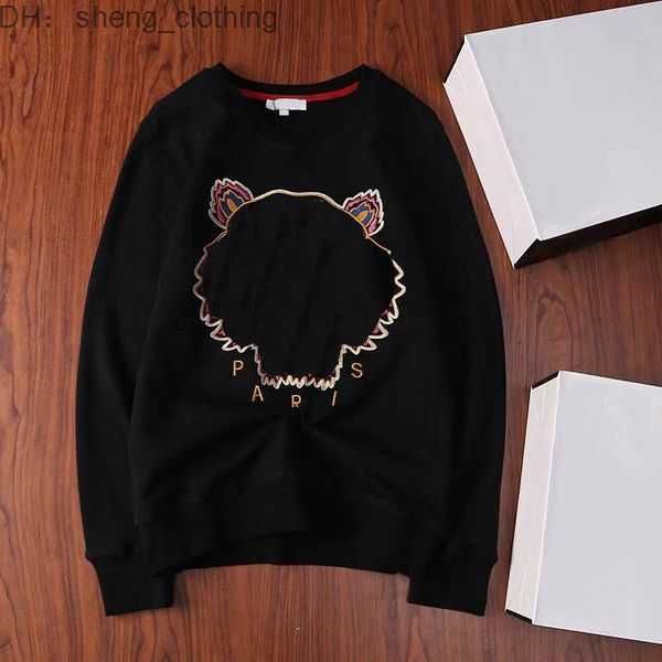 

designer fashion men women kenzo hoodie tiger head advanced 1:1 round neck pullover autumn winter loose high street 7 o8lw, Black