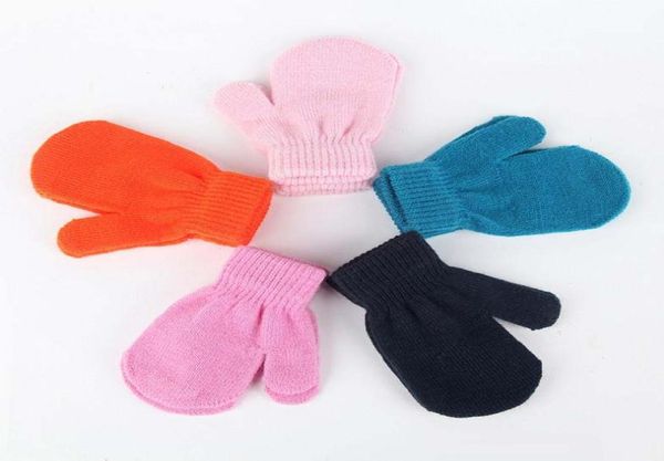 

winter new baby full finger gloves 5 kinds of color glove knitting warm soft gloves for boys and girls children winte gloves whole1115561, White