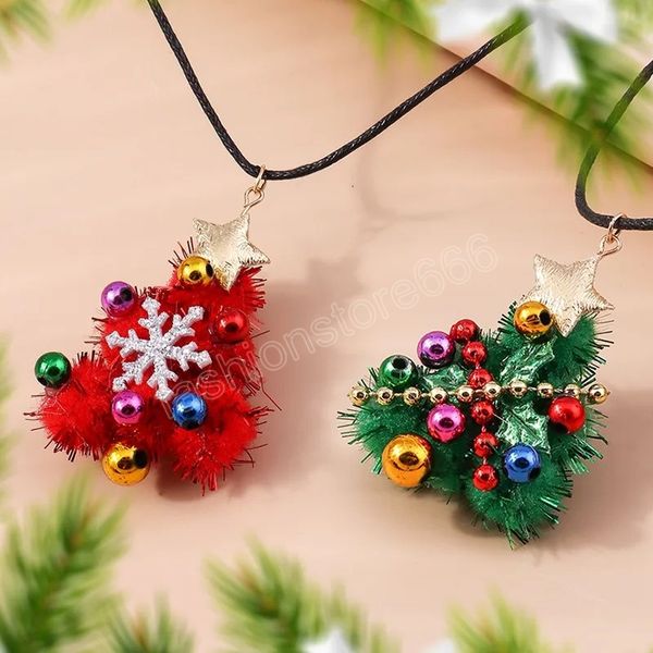 

3d christmas tree necklaces for women men creative tree shape pendant necklace fashion christmas new year party jewelry gifts, Silver