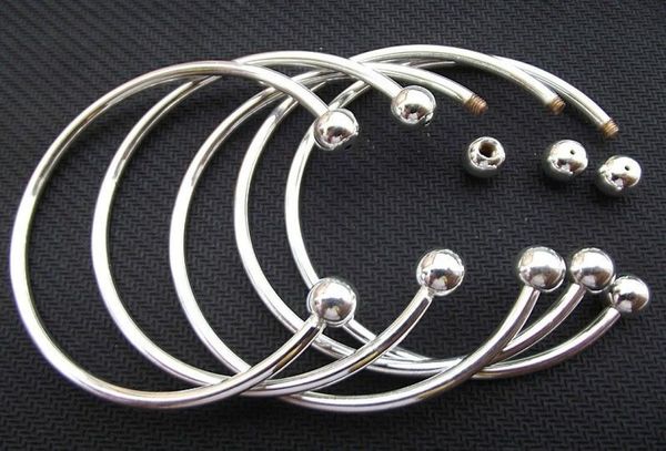 

925 sterling silver fill open women cuff bangle 65mm 70mm size fit european beads charm bracelet6238550, Black