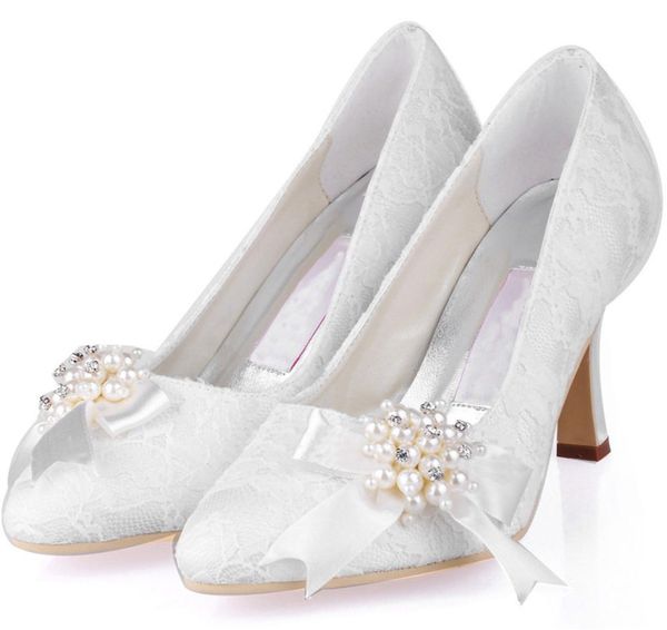 

2019 elegant white ivory lace wedding shoes with pearls 9cm stiletto heels pointed toe women prom party evening dress wedding brid3952070, Black