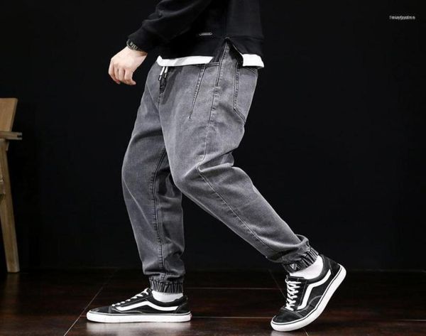 

men039s jeans fashion streetwear men loose fit vintage harem pants multi pockets denim cargo slack bottom hip hop jogger men18204248, Blue