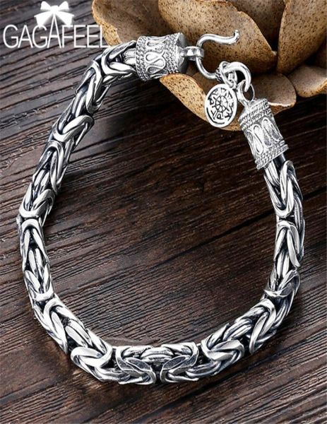 

925 sterling silver bangles bracelets for men punk rock bracelet homme men039s fashion jewelry giftlink chain link7999215, Black