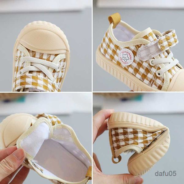 

sneakers children plaid canvas casual shoes baby girls kids boys rubber antiskid outdoor leisure flat gym sports running sneaker r230810, Black;red