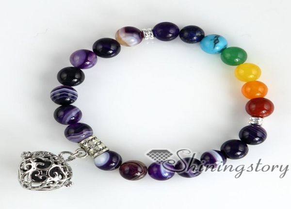 

7 chakra bracelet chakra healing jewelry charm bracelets essential oil jewelry meditation beads bracelet karma bracelet4840750, Golden;silver