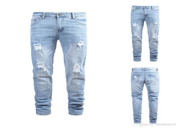 

men clothes 2019 hip hop sweatpants skinny motorcycle denim pants zipper designer jeans casual men jeans trousers1118849, Blue