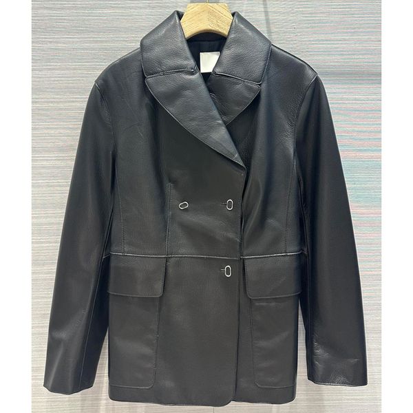 

8.10 temperament 100% sheepskin genuine leather women's blazers, White;black