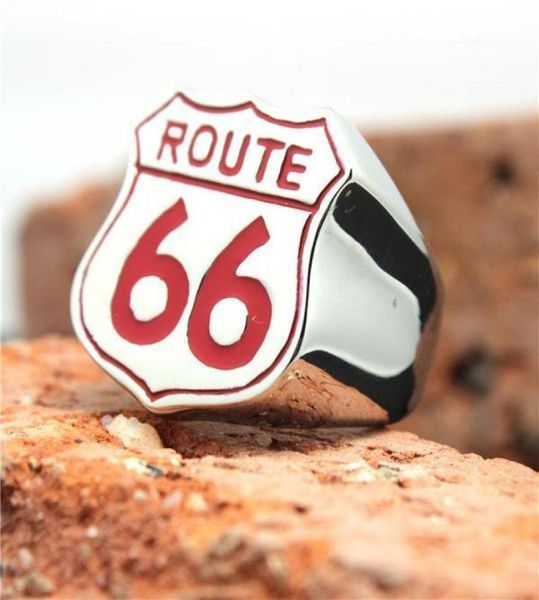 

cluster rings 316l stainless steel red polishing biker 66 ring mens motorcycle route band party cool12010803, Golden;silver