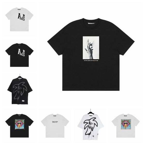 

2023 designer t shirts short sleeve print mens womens clothing fashion no place classic t-shirt crazy mouth spray hunter loose tee wings cla, White;black
