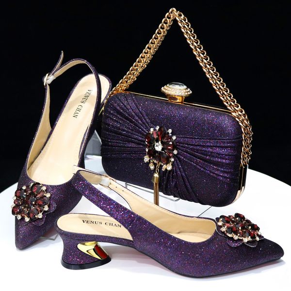

dress shoes doershow come matching women shoe and bag set decorated purple nigerian italy set haq126 230809, Black