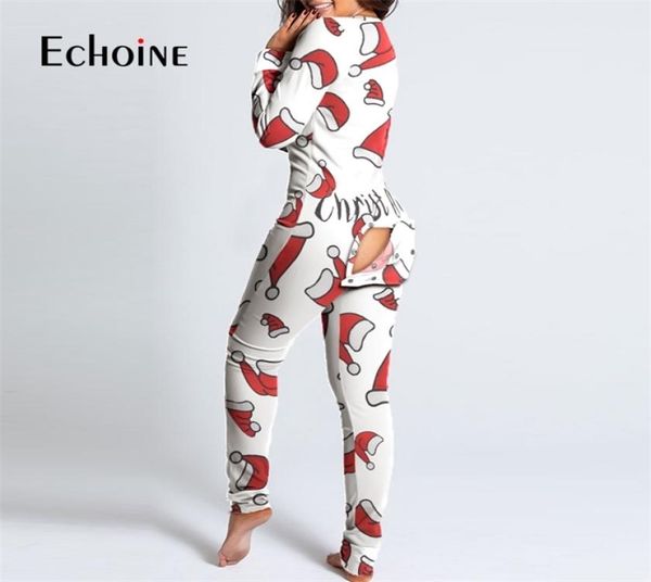

echoine spring autumn women button open crotch adults onesies long sleeve vneck christmas pajama romper jumpsuit nightwear8161446, Black;white