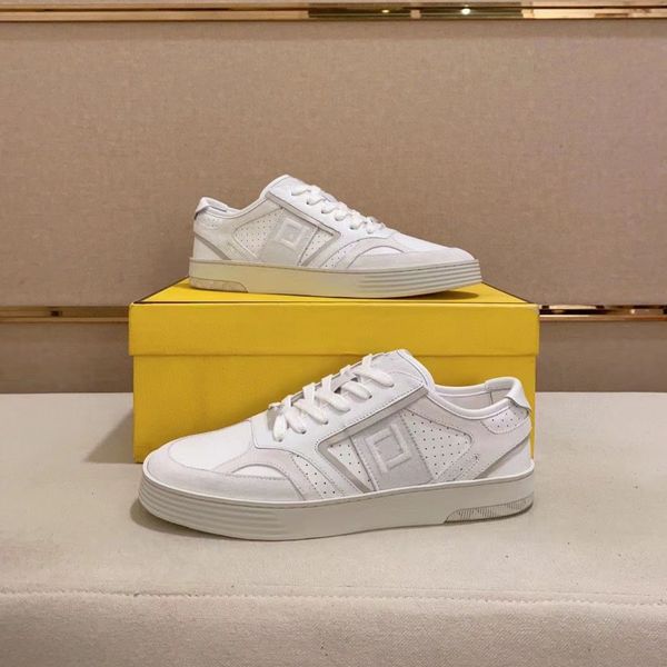 

step sneakers white leather low- lace-up sneaker light gray suede ribbon ff embroidery shoes designer italy shoe, Black