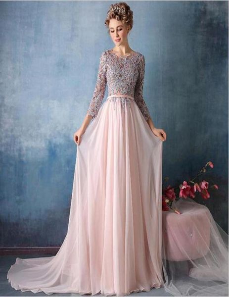 

charming design scoop neck aline chiffon long dress beautiful queen evening lace dress long sleeve vestido de festa29122181167625, Black;red