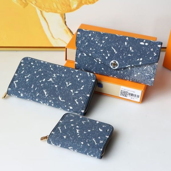 

denim card holders holder wallet card bag leather black womens long wallets designer wallet short wallets case change purse large capacity m, Brown;gray