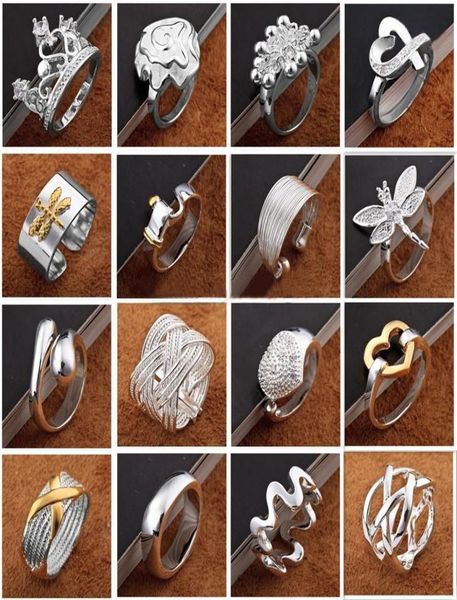 

arrival fashion jewelry 925 silver finge rings beautiful womengirls multi styles rings mix size charming gift 60pcslot ho5319778