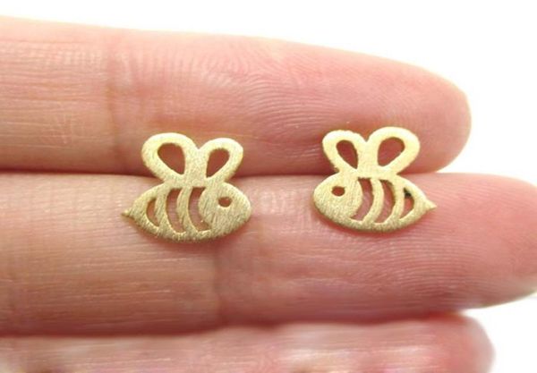 

fashion bees stud earrings lovely hollow out the stud earring obesity5493937, Golden;silver