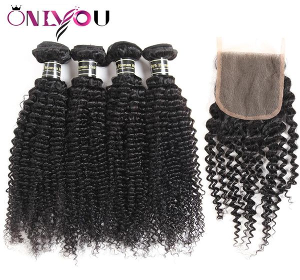 

flash deals malaysian kinky curly virgin hair bundles with lace closure kinky curly human hair weave extensions just for you w8403301, Black;brown