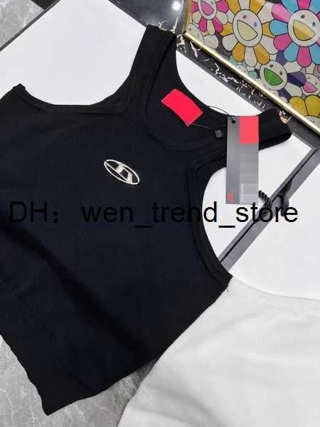 

women tanks diesel black camis fashion designer t shirt tank letter print short sleeve round neck cotton womens 2 q4ge, White