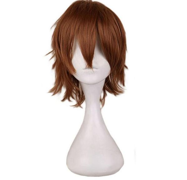 

short cosplay light brown wig men male 30 cm synthetic hair wigs3600473, Black