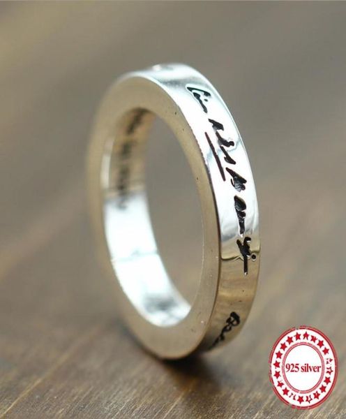 

s925 sterling silver ring personalized classic fashion couple style letters around the simple retro hipster jewelry6808095