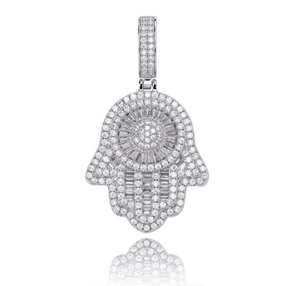 

hip hop 925 silver the hand of fatima pendant necklaces for men women luxury designer mens bling diamond gold chain necklace jewel2289701