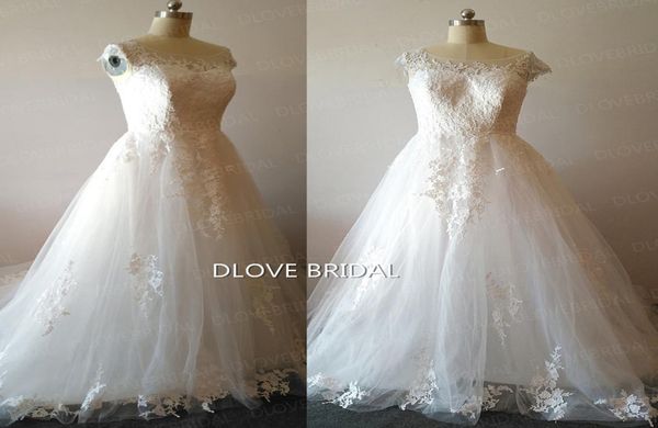 

real pos robe de mariage wedding dress lace appliques off the shoulder illusion vestido de novia princess bridal d9290003, White