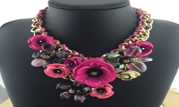 

2021 beautiful flowers chocker statement necklace big flowers pendant vintage bib choker necklace fashion grace princess wedding w9922056, Golden;silver