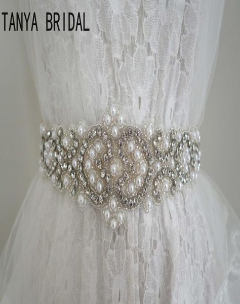 

real image beaded pearls wedding sashes bridal dress luxury rhinestone white ribbon weddings belts accessories 100 handmade xq27440107