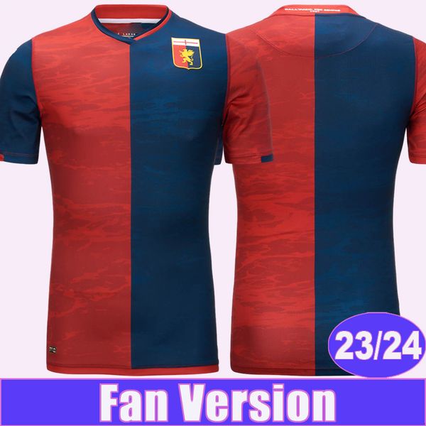 

23 24 genoa cfc mens soccer jerseys puscas coda ekuban yalcin retegui badelj ilsanker strootman sabelli pajac hefti home football shirt shor, Black;yellow