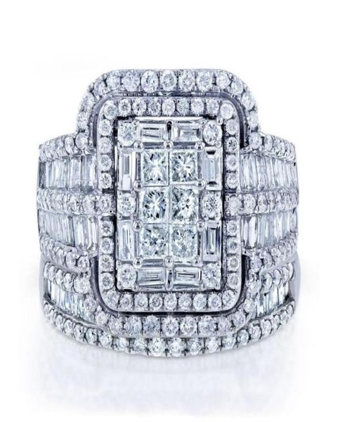 

wedding rings luxury female square crystal big ring classic silver color for women punk white zircon stone engagement3103119, Slivery;golden