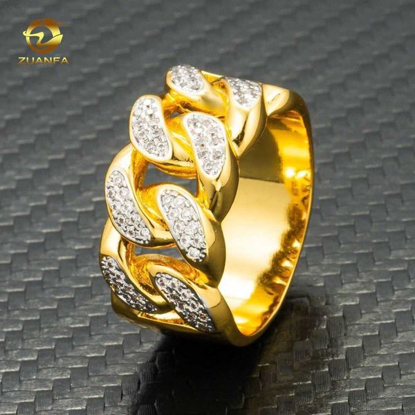 

designer jewelry 18k gold plated moissanite hip hop cuban ring 925 sterling silver vvs moissanite men diamond ring