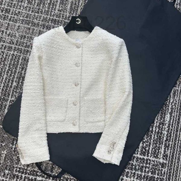 

women's jackets designer 2023 early autumn new small fragrant style versatile round neck short white single breasted coat br3r, Black;brown