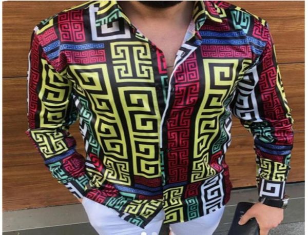 

fashion print mens casual shirts turn down collar long sleeve camisa plus size 3xl lujo clothing blusa spring autumn hawaii ho8251474, White;black