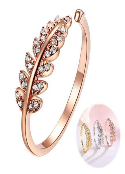 

3 colors retro vintage jewelry 925 sterling silver crystal leaf rings for women men big opening antique rings9545839