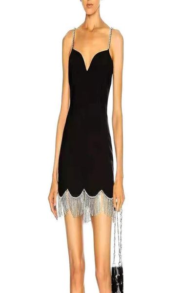 

european and american stars with heavy industry tassel diamond chain sling bag hip bandage dress1078443, White;black