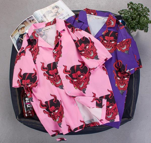 

ebaihui summer men cartoon print shirt casual boyfriend short sleeve shirt harajuku oversized graphic funny shirts l3676084564, White;black