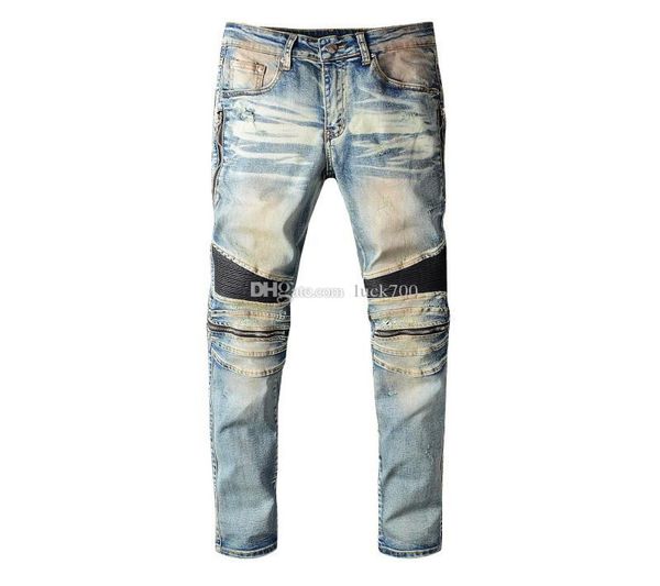 

mens designer jeans men women hip hop motorcycle biker ripped jeans casual mens skinny jeans denim pants size 28405400153, Blue